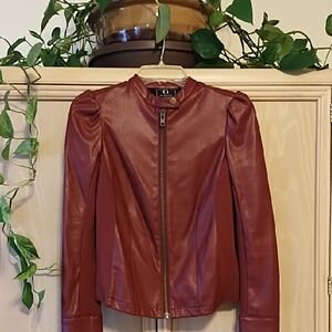 G by Giuliana Burgundy Faux Leather Jacket
